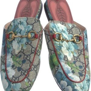 Gucci Blue Floral Princeton loafers size 38